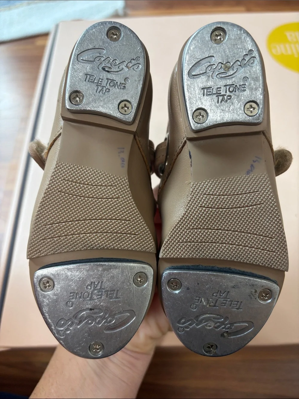 Capezio Taupe Tap Shoes with Adjustable Strap